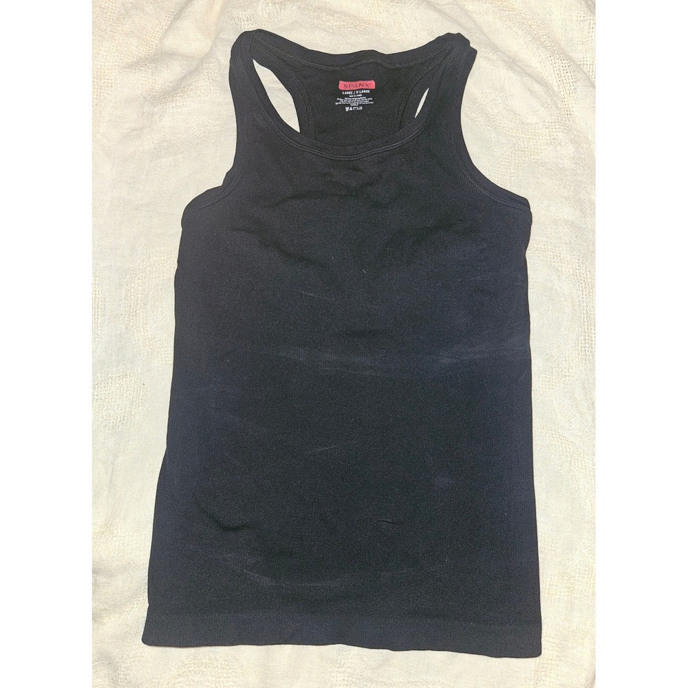 Spanx Womens Black Racerback Compression Tank Top Seamless Smoothing Large XL
